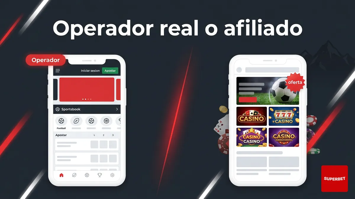 Comparacion entre el operador real Superbet y un sitio afiliado en Chile