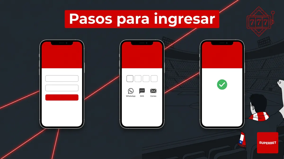 Secuencia de pantallas para iniciar sesión en Superbet Chile con verificación en dos pasos