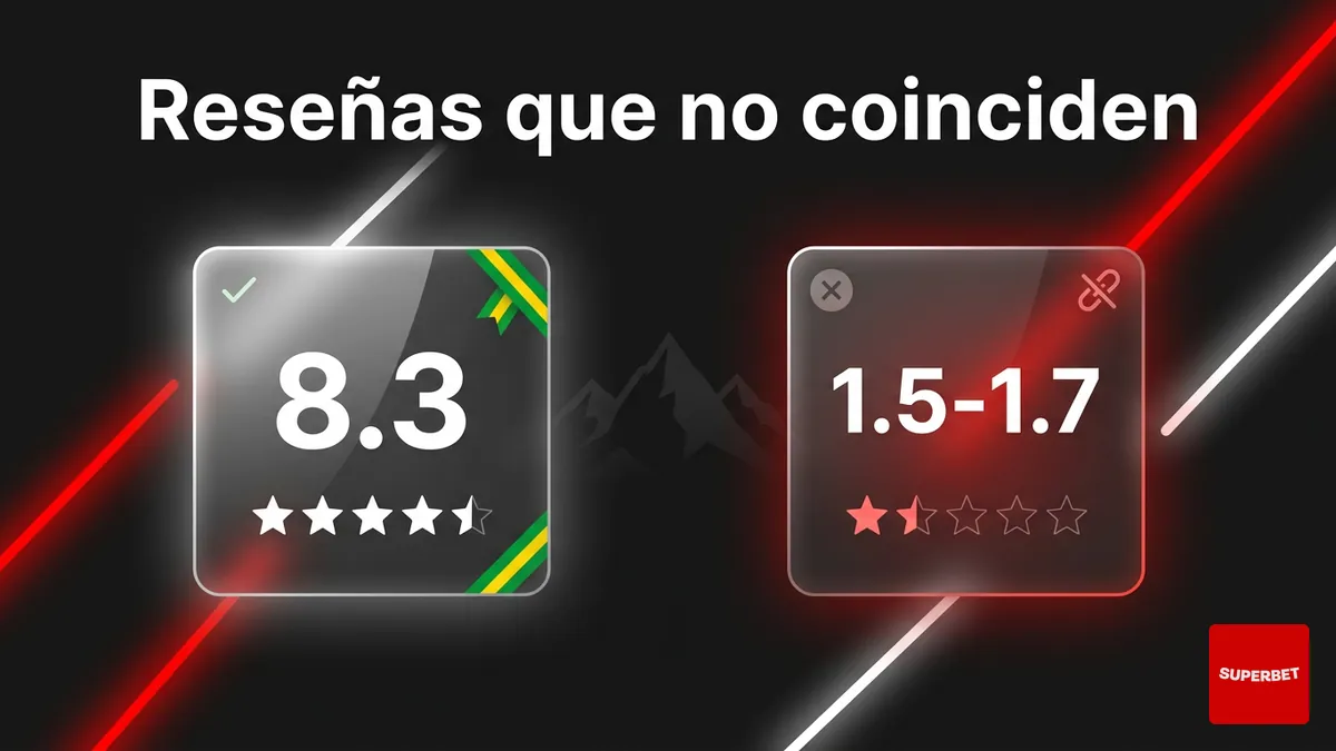 Comparación de calificaciones altas y bajas en distintas plataformas de reseñas sobre Superbet